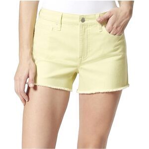 NWT FRAYED Jeans High Rise Denim Shorts Size 2 Yellow Evening Primrose Raw Hem